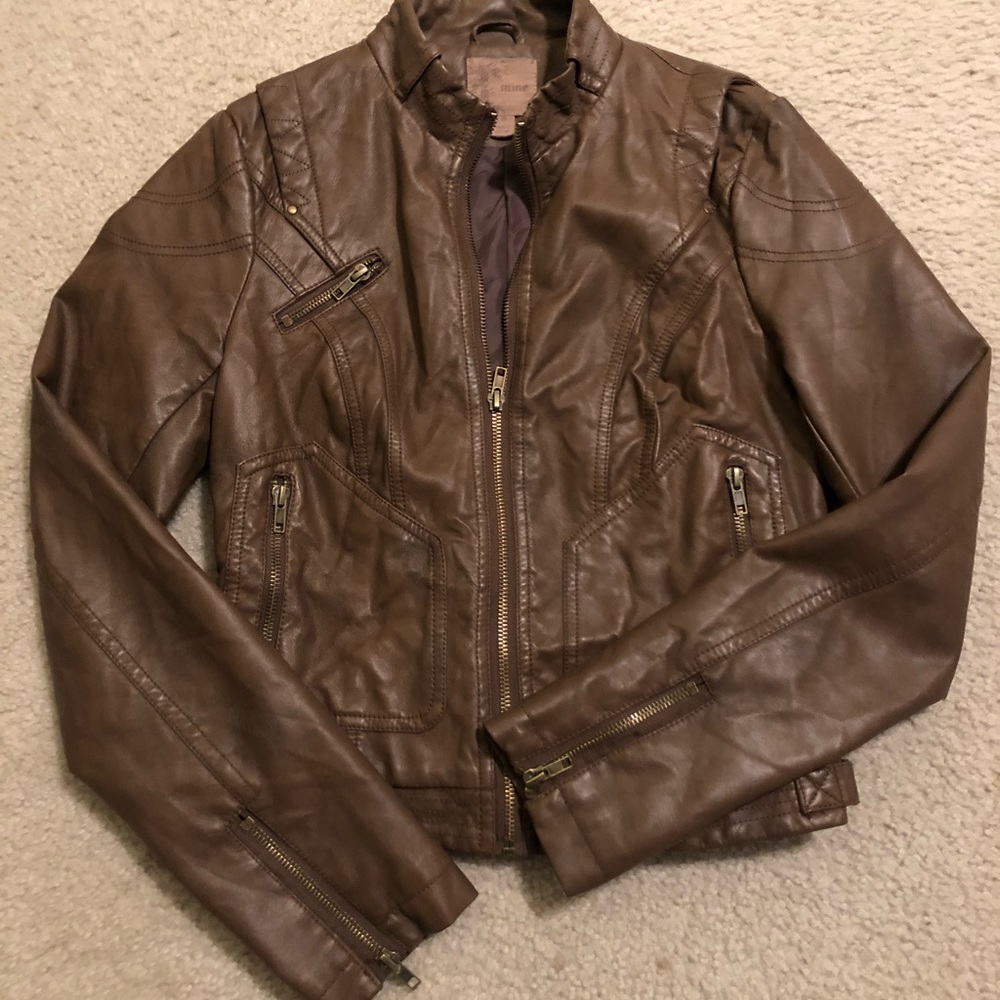 Brown faux leather jacket